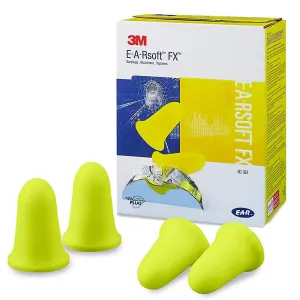 3M E-A-Rsoft 312-1261 FX Earplugs, yellow, uncorded. Box/200 Pairs