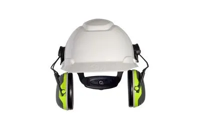 3M PELTOR X4P3E Hard Hat Attached Earmuffs, Black/Chartreuse. Each