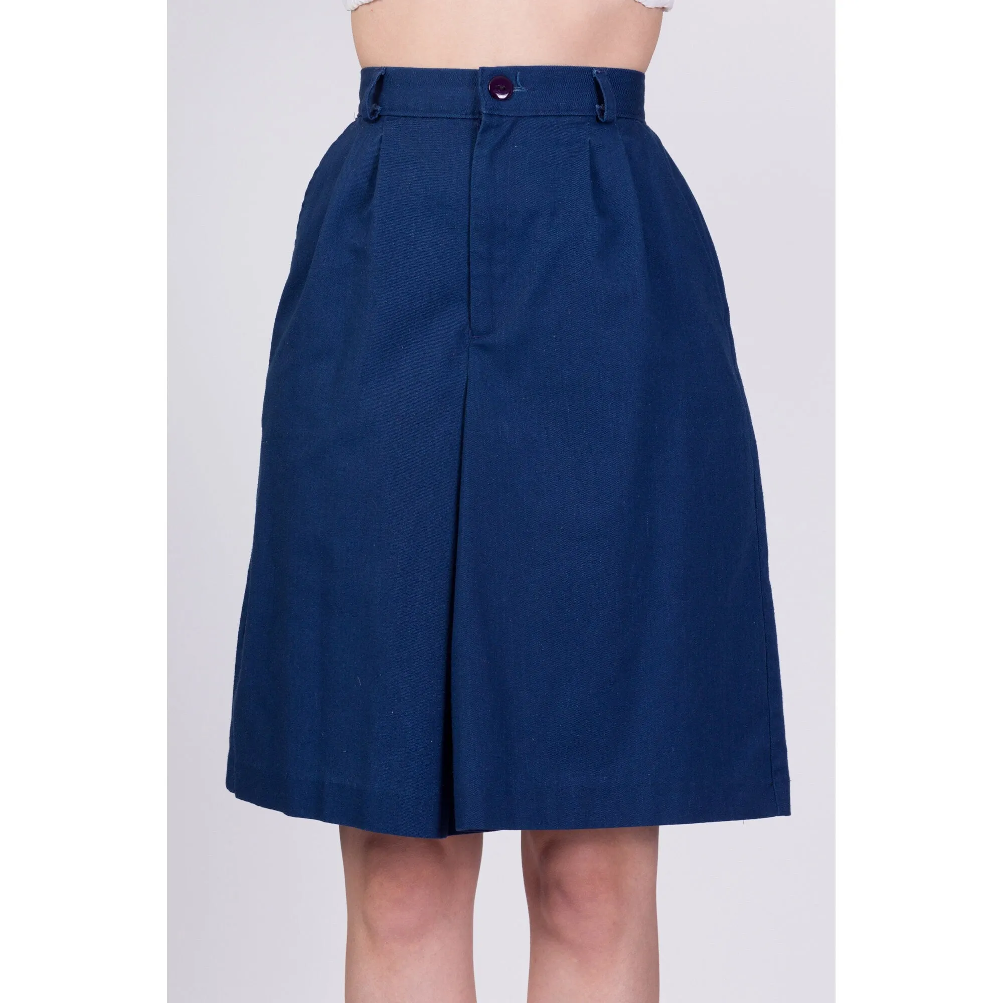 80s Blue High Waisted Culottes - Small, 26"