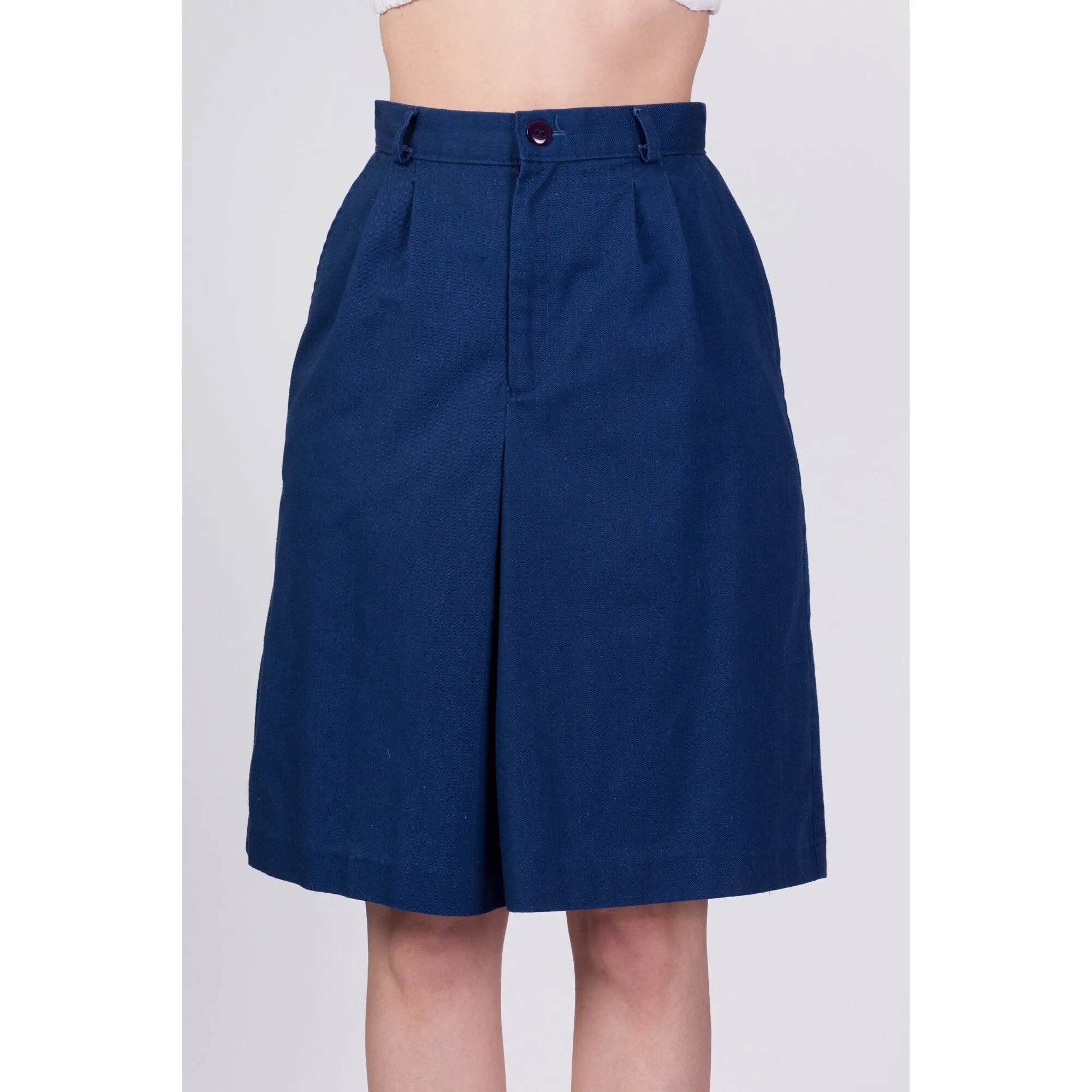 80s Blue High Waisted Culottes - Small, 26"