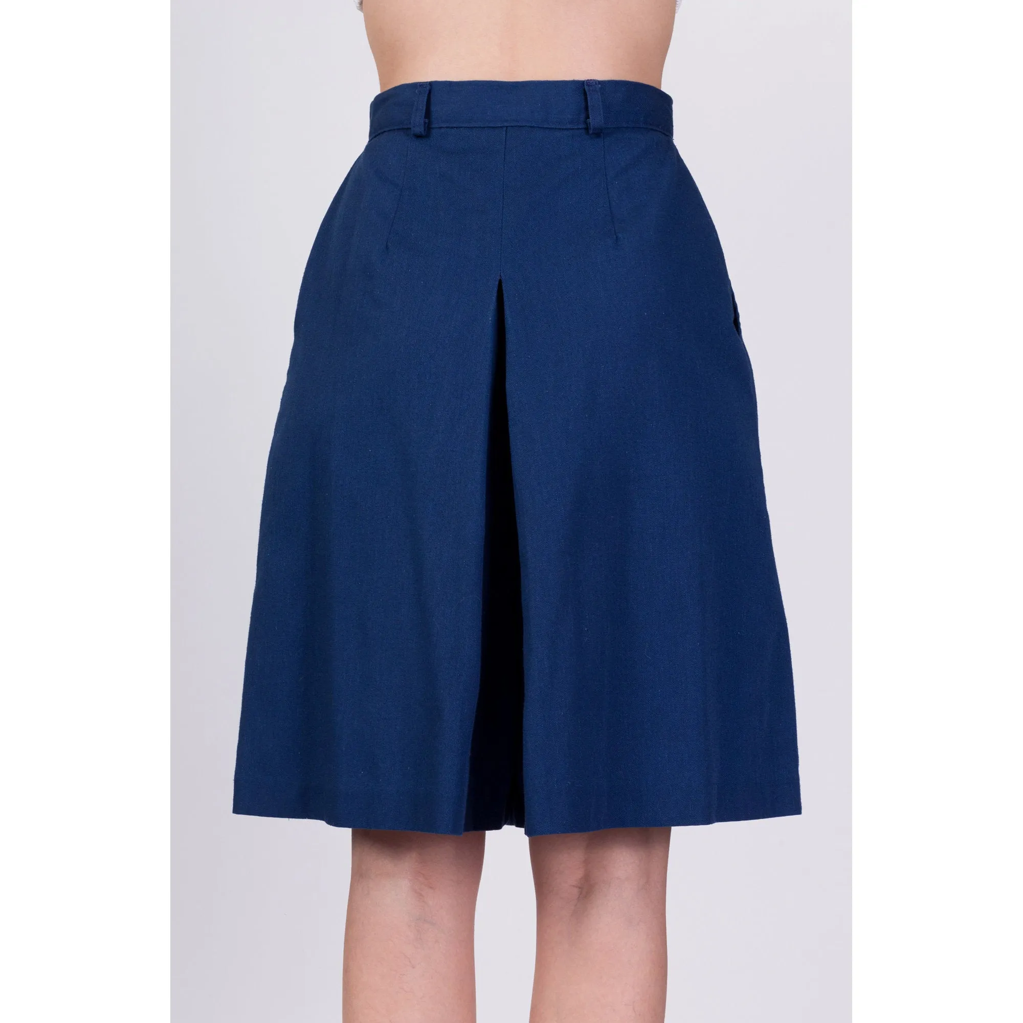 80s Blue High Waisted Culottes - Small, 26"