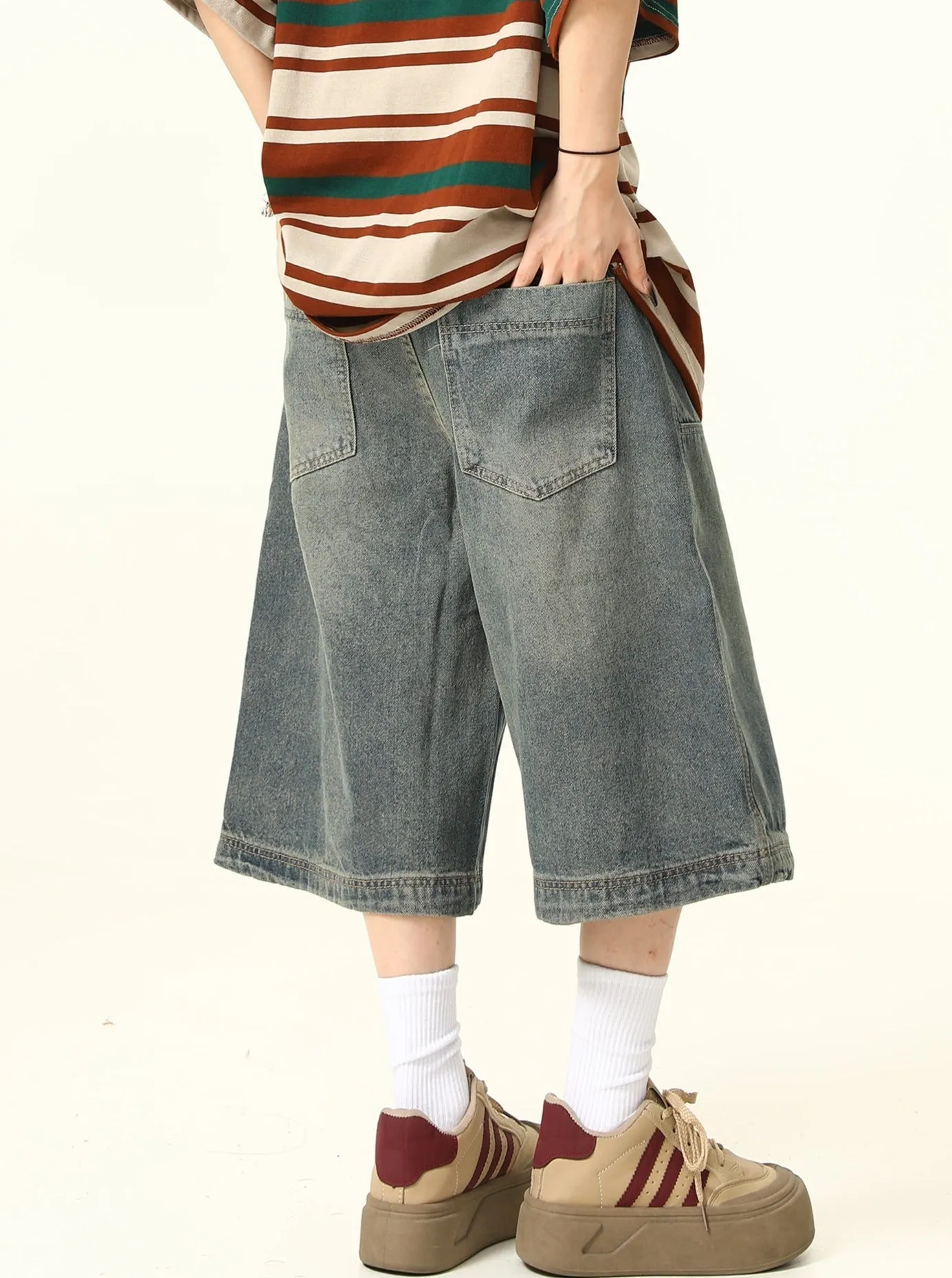 Angular Panel Wide-Deg Denim Culottes