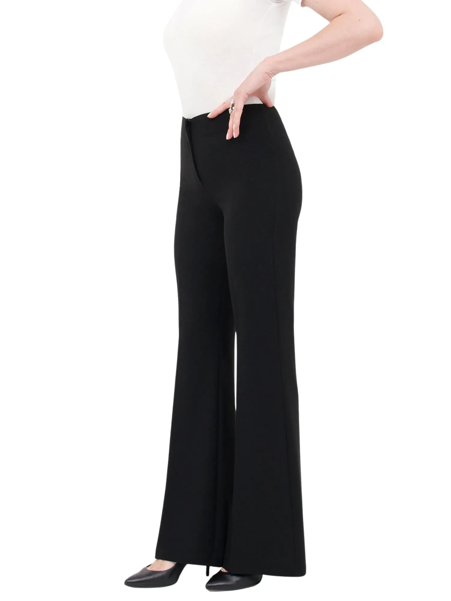 Black Bootcut Pants - High Waisted Flare Trousers - G-Line