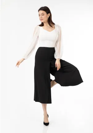 Black Cropped Palazzo Pants - G-Line