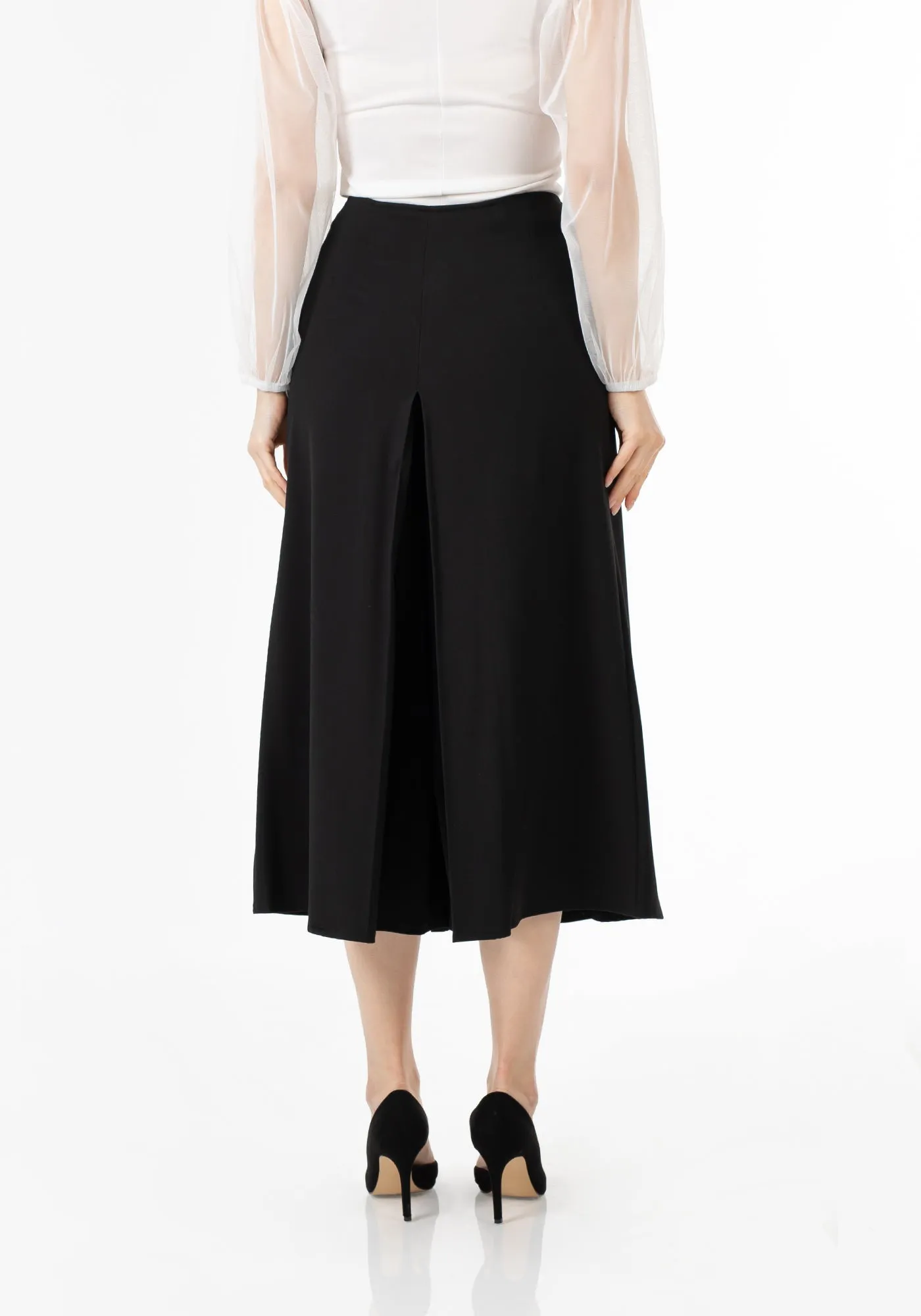 Black Cropped Palazzo Pants - G-Line