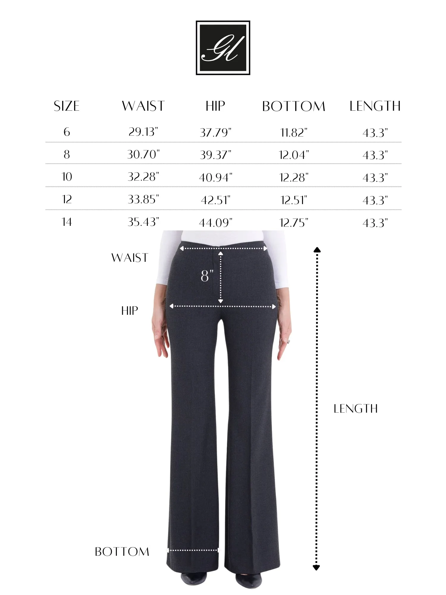 Bootcut Pants - High Waisted Flare Trousers - G-Line