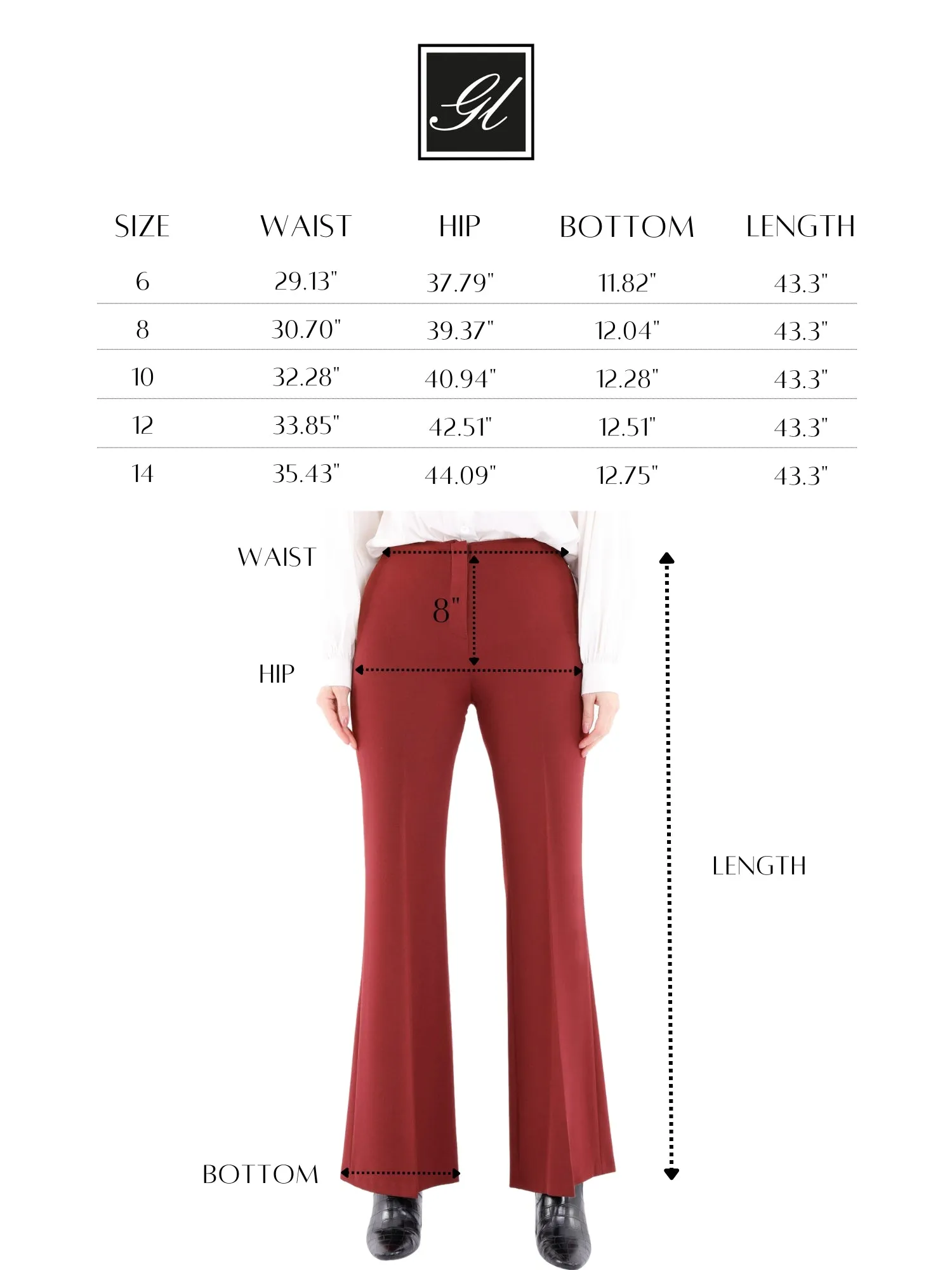 Bootcut Pants - High Waisted Flare Trousers - G-Line