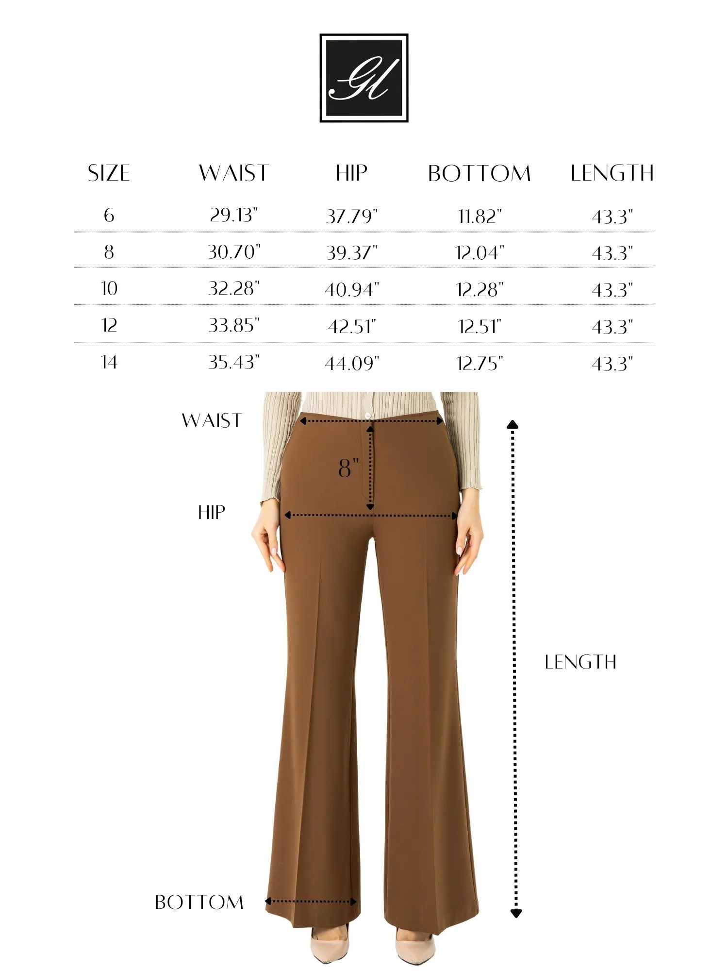 Bootcut Pants - High Waisted Flare Trousers - G-Line