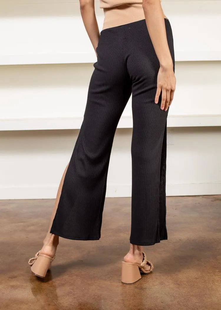 Chaser Cozy Rib Side Slit Pants