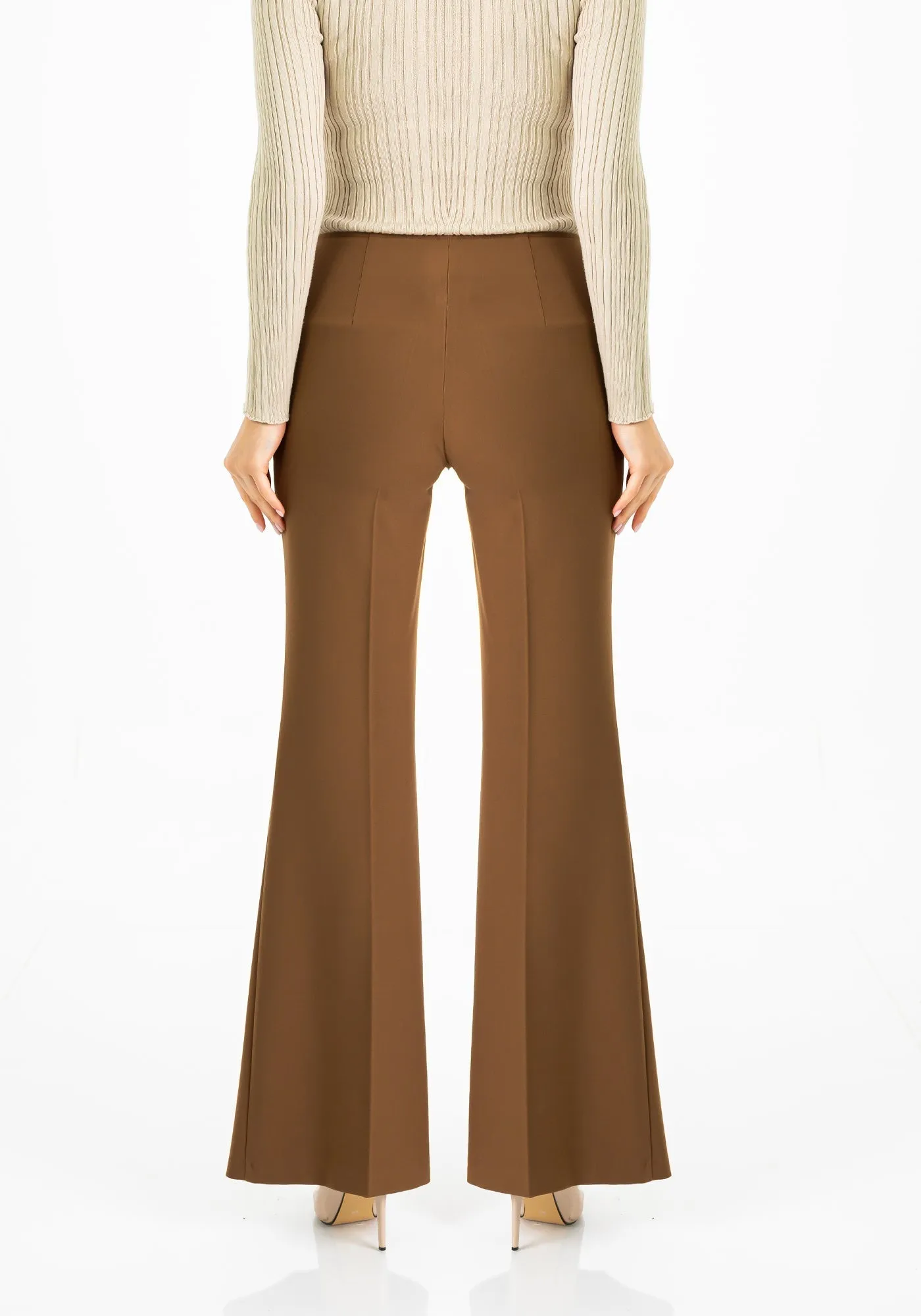 Copper Bootcut Pants - High Waisted Flare Trousers