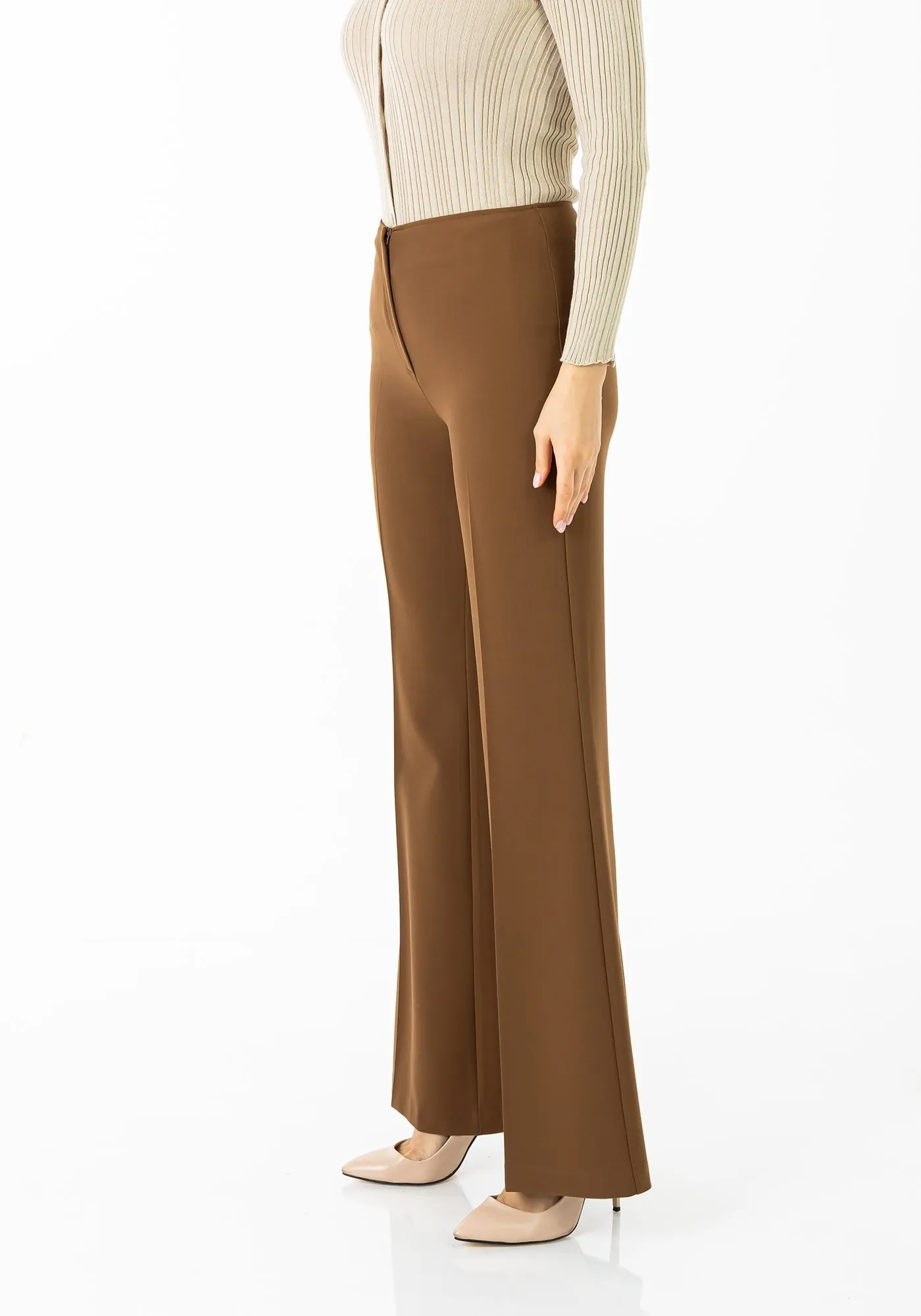 Copper Bootcut Pants - High Waisted Flare Trousers