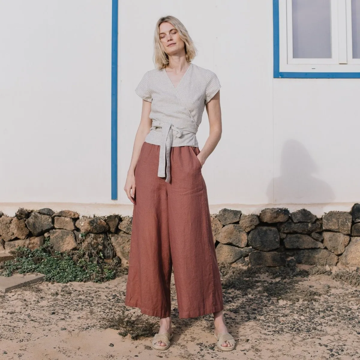 CU: CUSTOMIZED Maxi WELS wide leg linen pants (Size: XS; Color: Oat Milk)