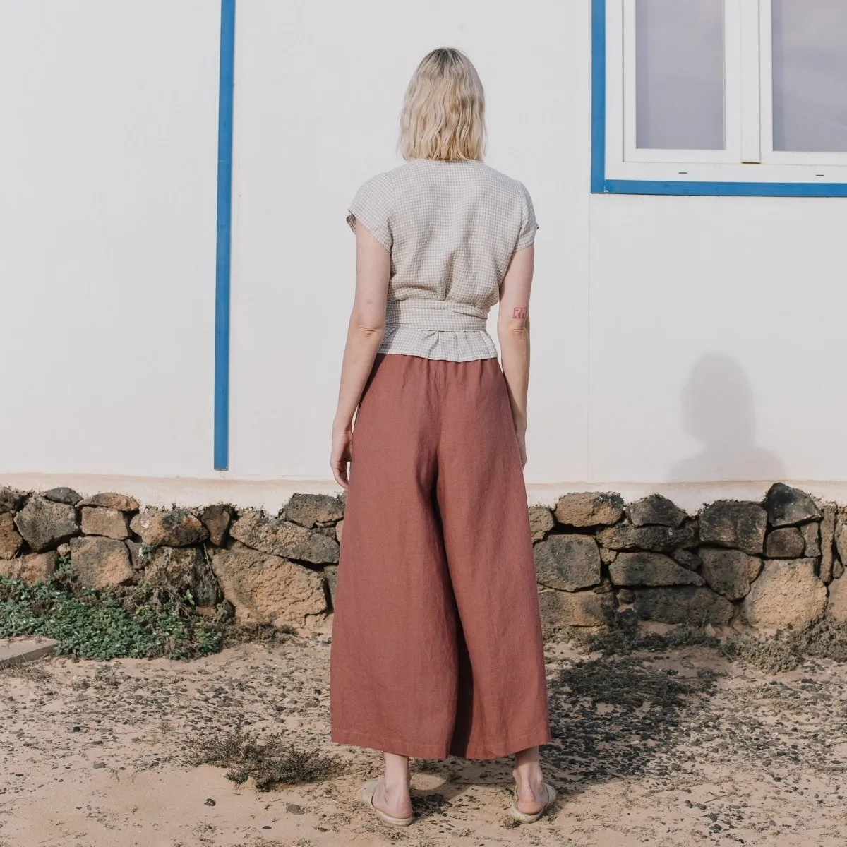 CU: CUSTOMIZED Maxi WELS wide leg linen pants (Size: XS; Color: Oat Milk)