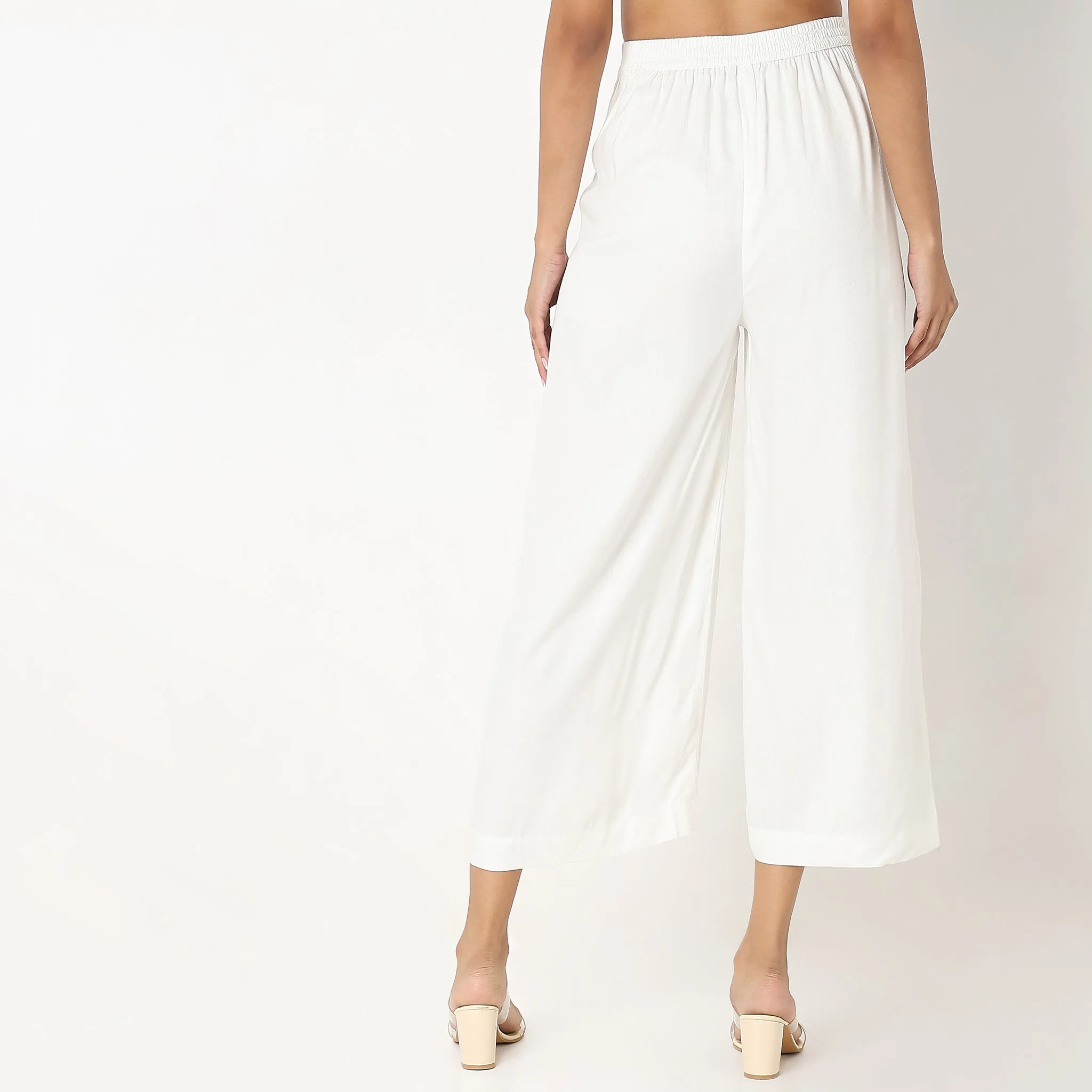 Flare Fit Solid High Rise Culottes