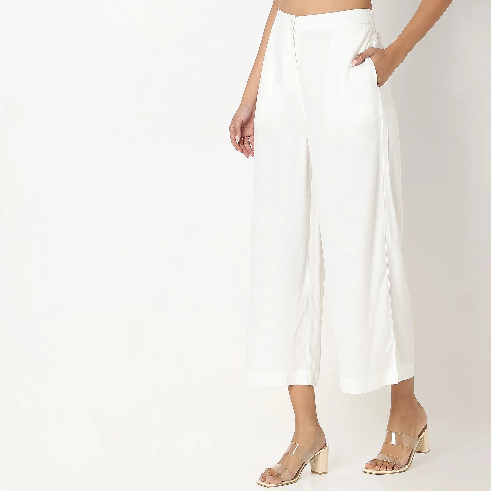 Flare Fit Solid High Rise Culottes