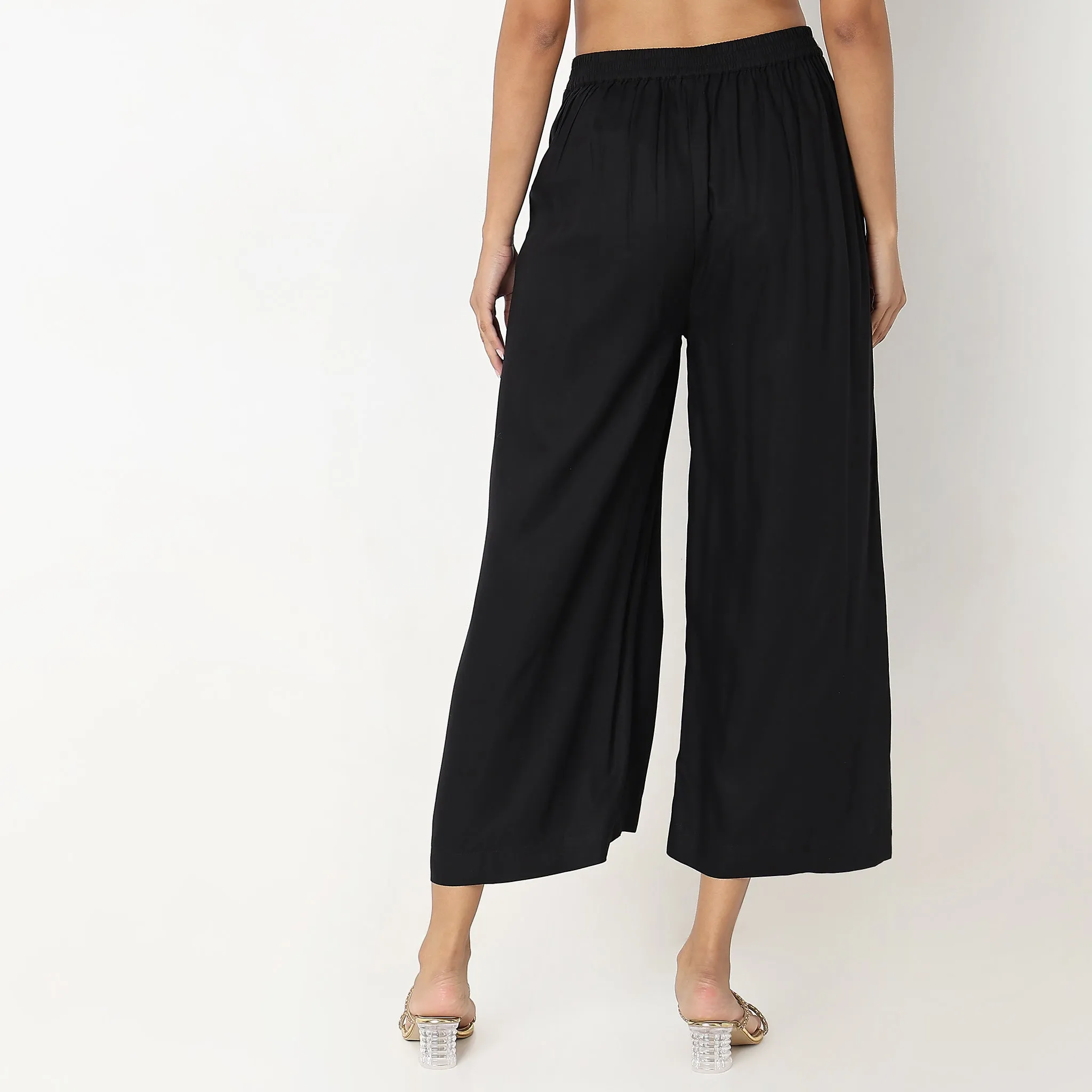 Flare Fit Solid High Rise Culottes