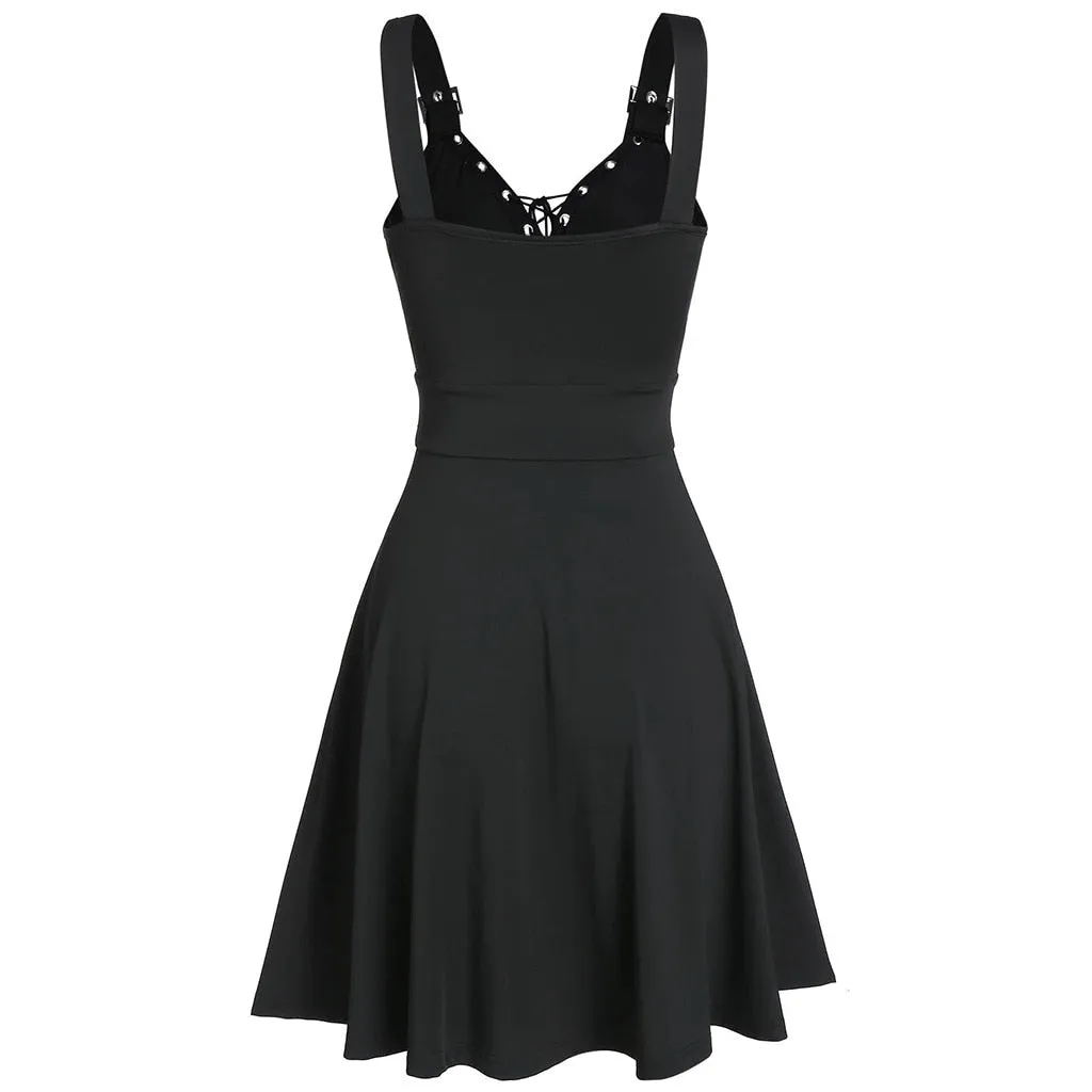 Funki Buys | Dresses | Women's Gothic Lace Up Mini Dress