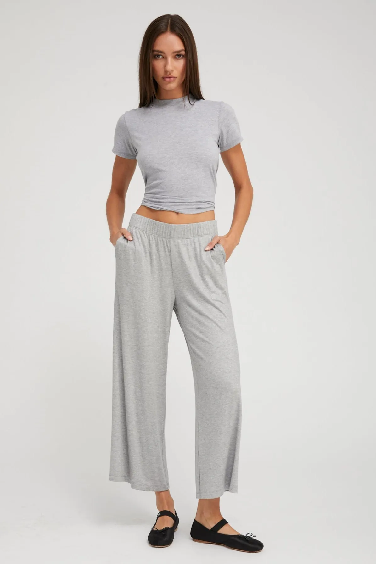 Heather Grey Rib Culotte