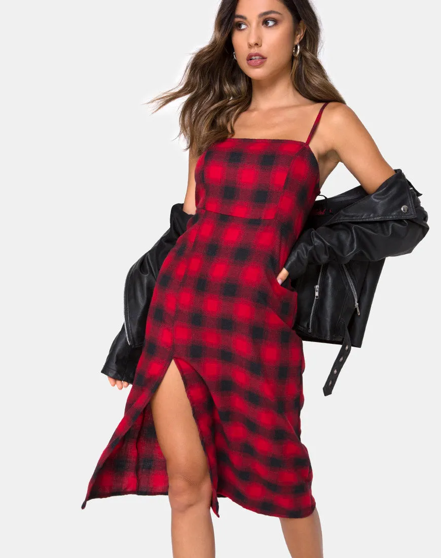 Kaoya Dress in Plaid Red and Black