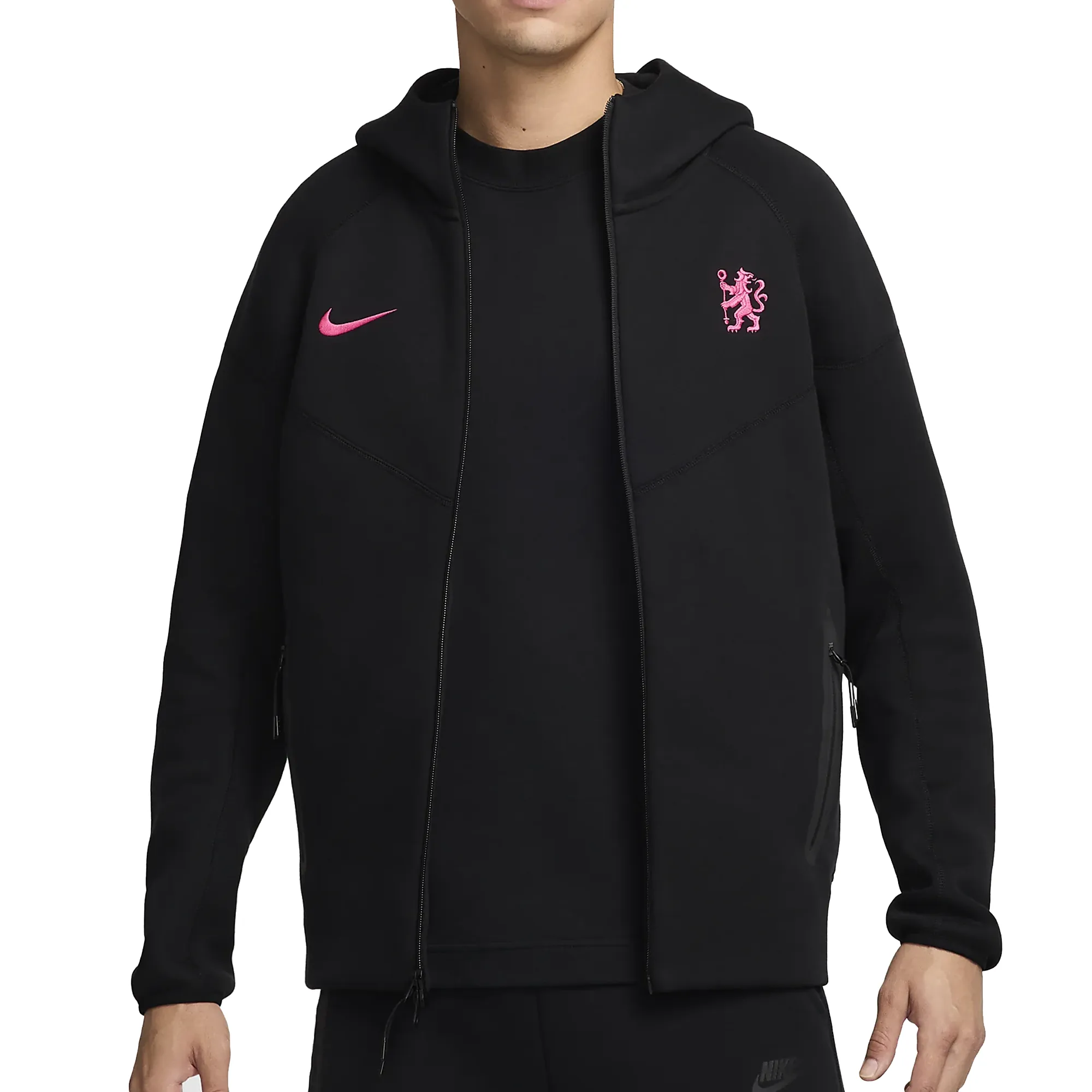 Nike Chelsea Tech Fleece Windrunner Full Zip Hoodie 24/25 (Black/Pink Prime)