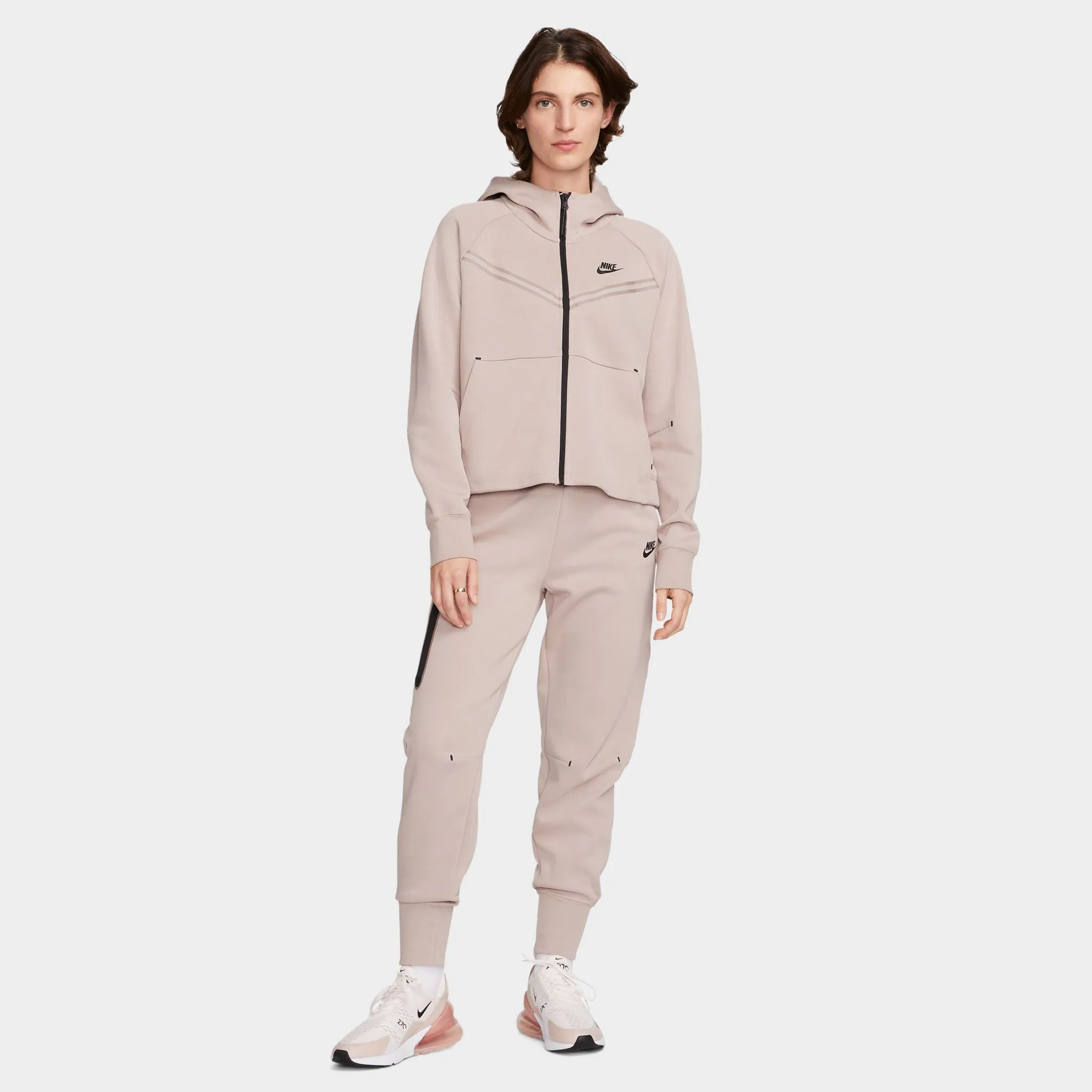 Nike Sportswear Women's Tech Fleece Windrunner Full Zip Hoodie Diffused Taupe / Black