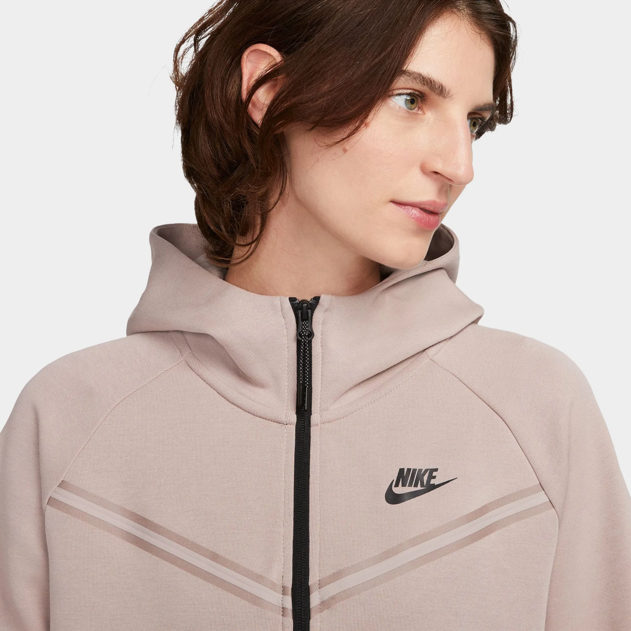 Nike Sportswear Women's Tech Fleece Windrunner Full Zip Hoodie Diffused Taupe / Black