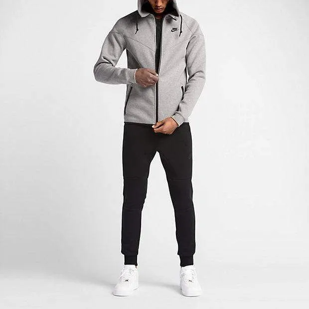 NIKE TECH FLEECE WINDRUNNER MEN'S HOODIE - Medium Grey-Black