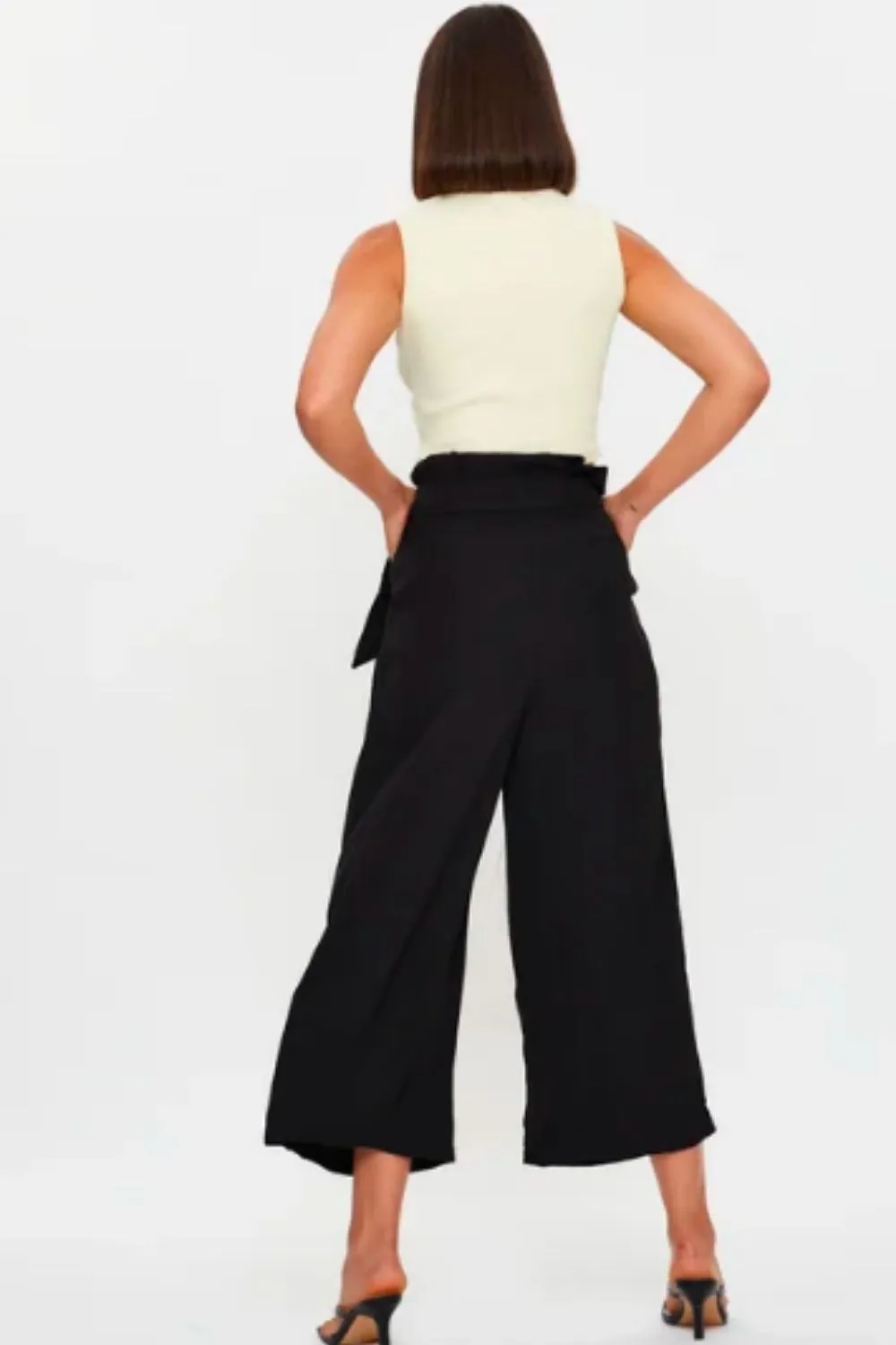 Paper Bag Waist Wide Leg Culottes