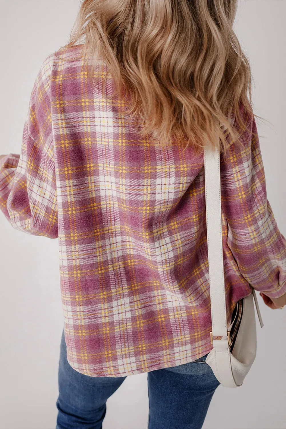 Plaid Collared Neck Long Sleeve Shacket