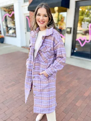 Purple Plaid Duster Shacket