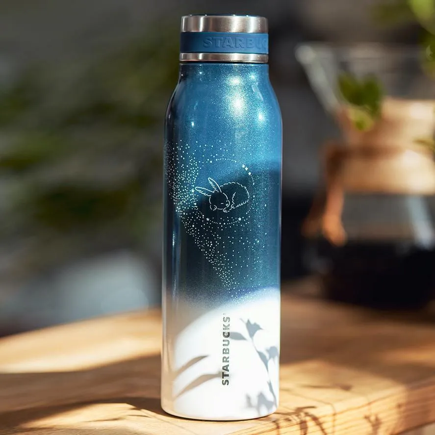 Starbucks China - Bunny in the Moon Stainless Steel Water Bottle 15oz (Bunny Starry Night Collection)