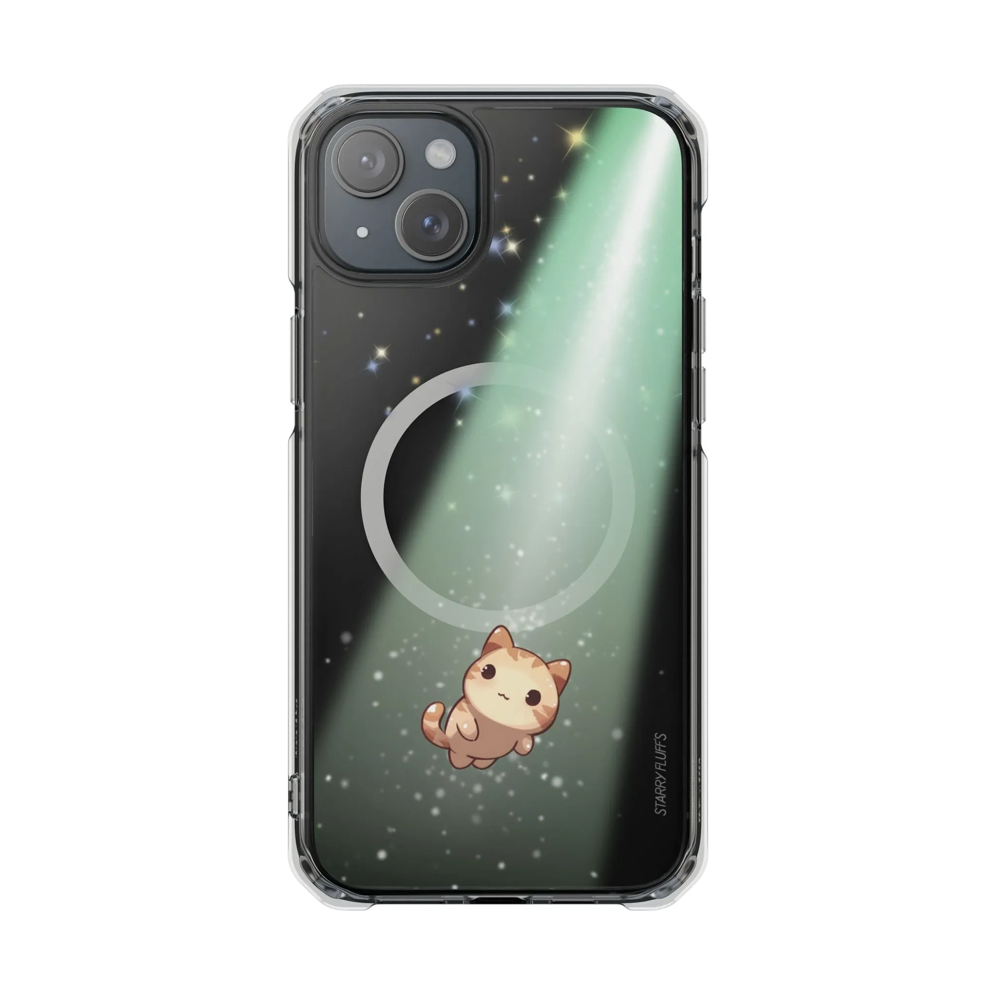 Starry Fluff's - Cosmo the Cat Beaming in Space Magnetic Clear Case for iPhone Series