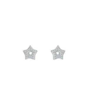 Starry Sterling Silver Earrings with Zircon Gems