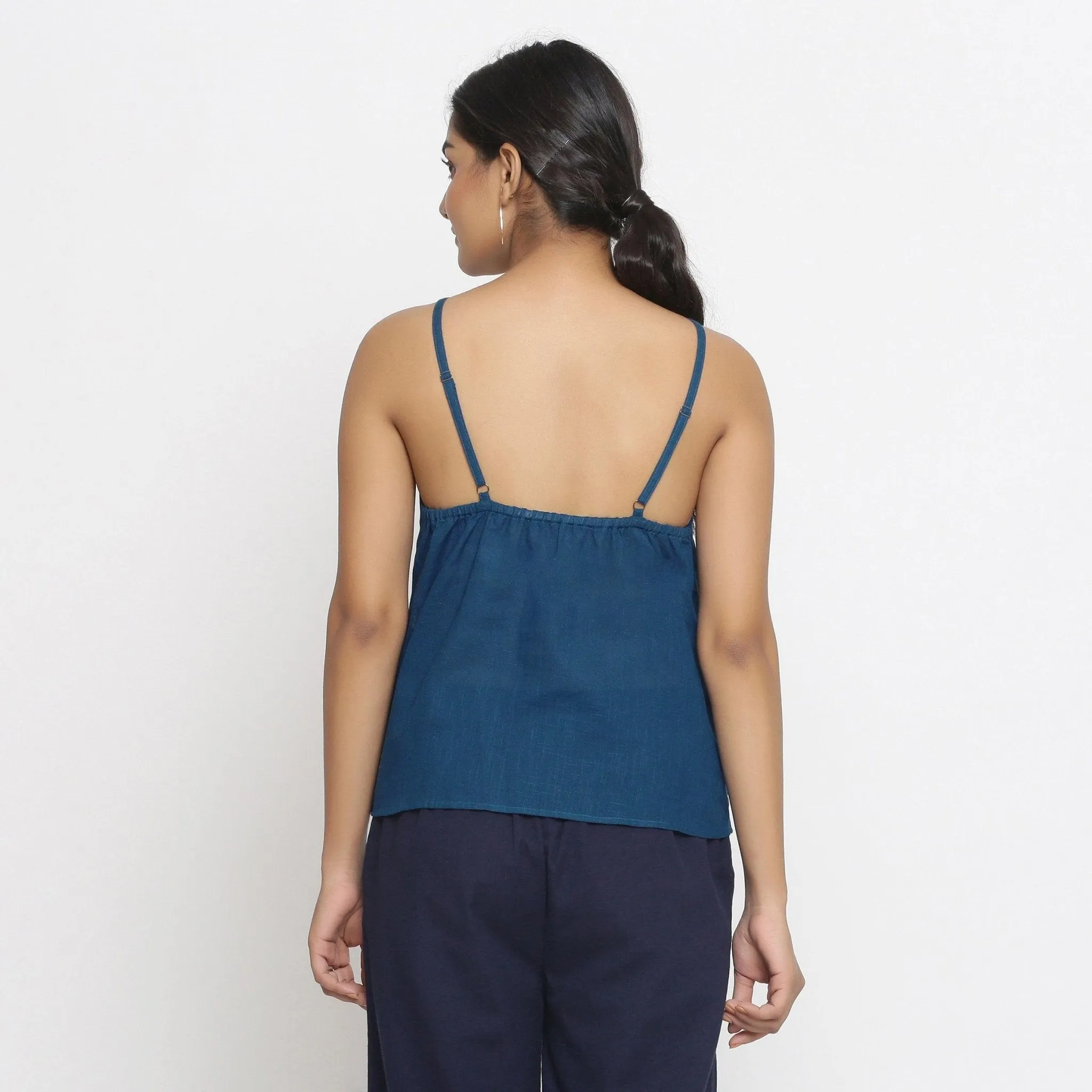 Teal 100% Cotton Relaxed Fit Spaghetti Top