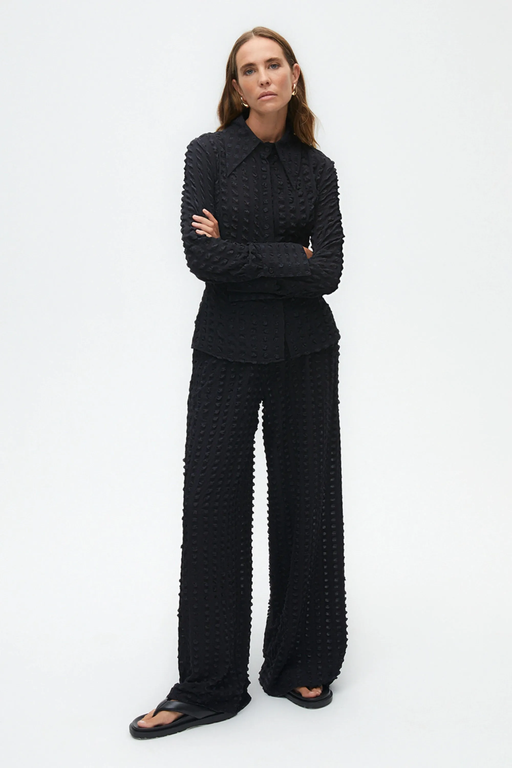 Textured Wide Leg Pants (Final Sale)