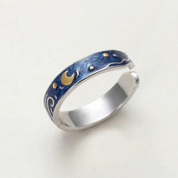 Van Gogh The Starry Night Couple Rings