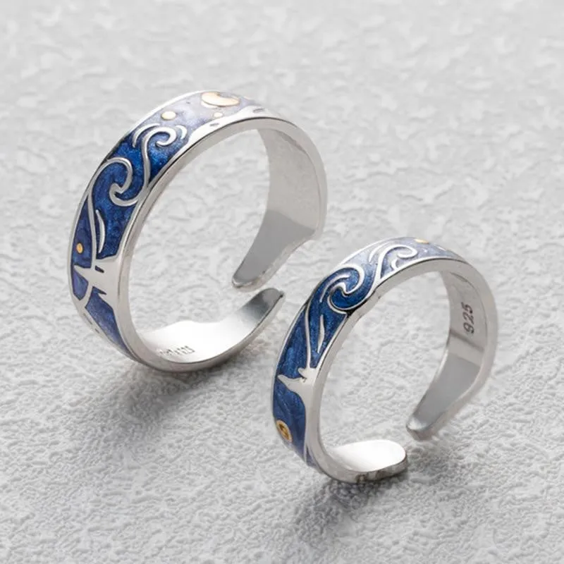 Van Gogh The Starry Night Couple Rings