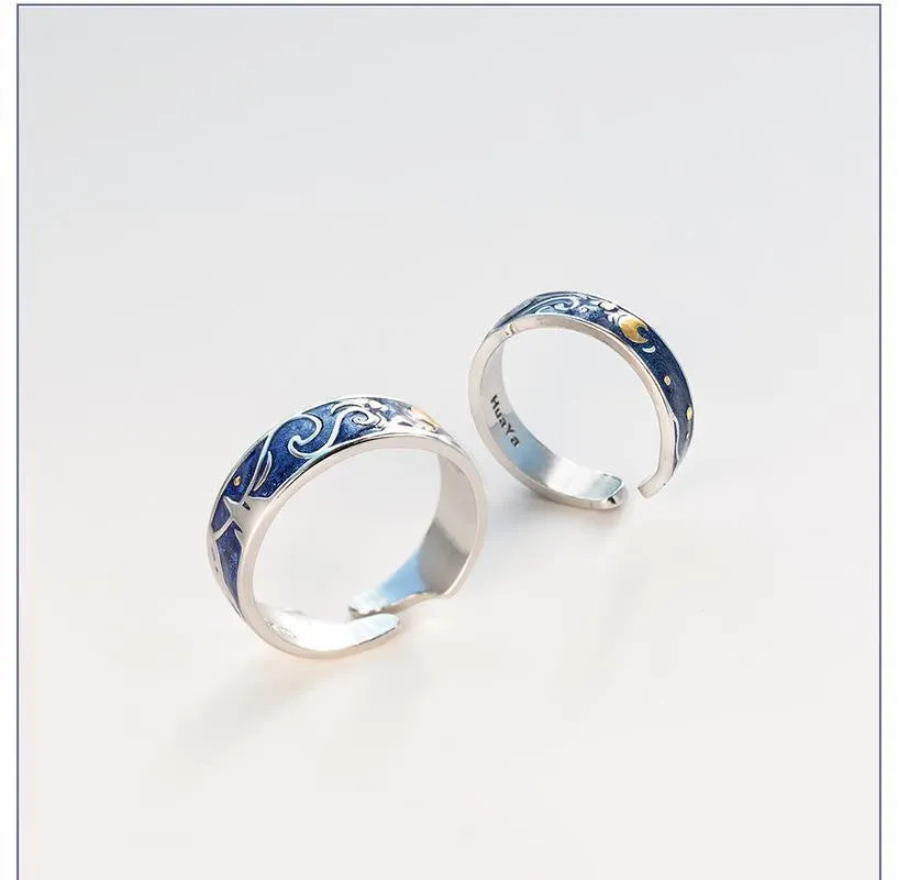 Van Gogh The Starry Night Couple Rings