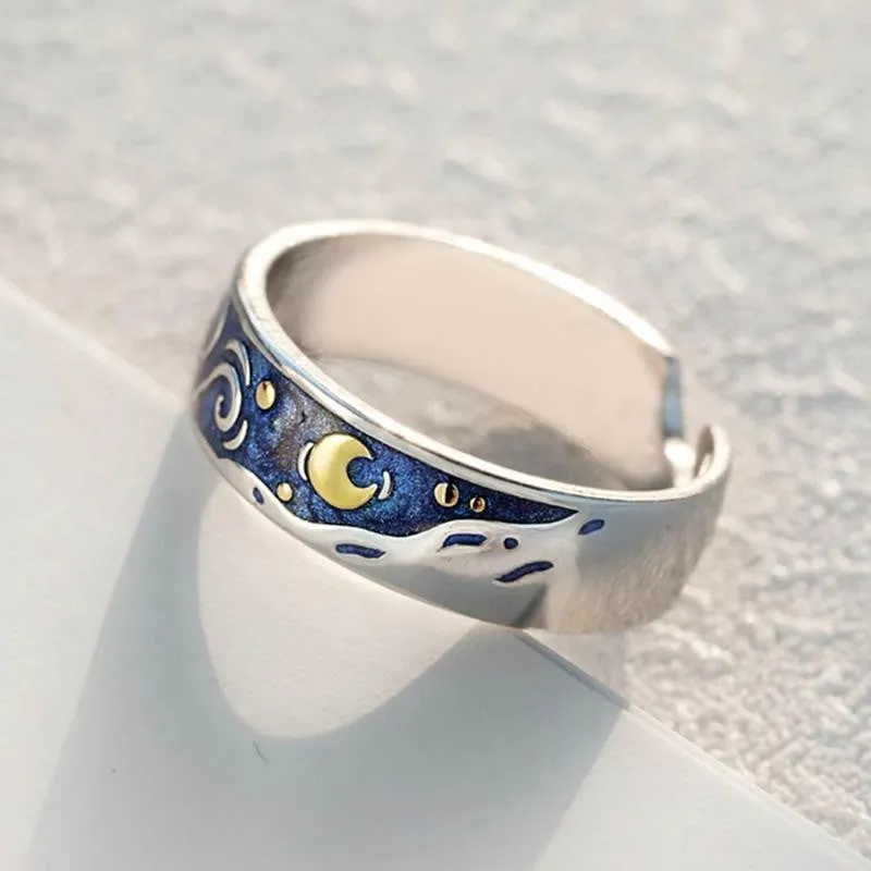 Van Gogh The Starry Night Couple Rings