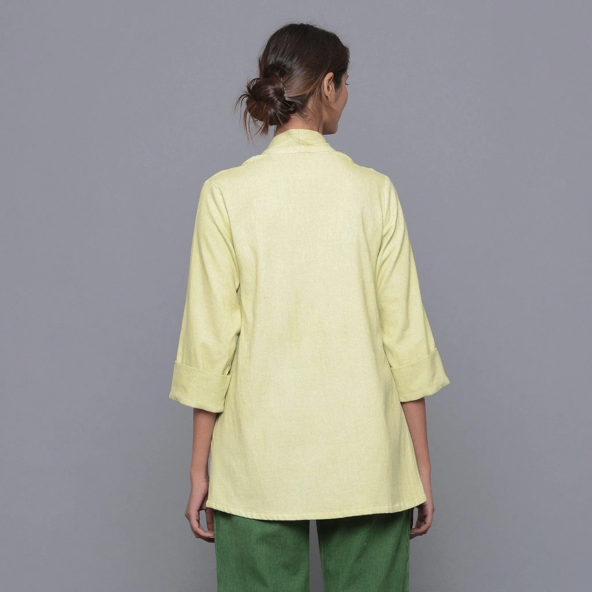 Yellow Pistachio Warm Cotton Corduroy Shrug